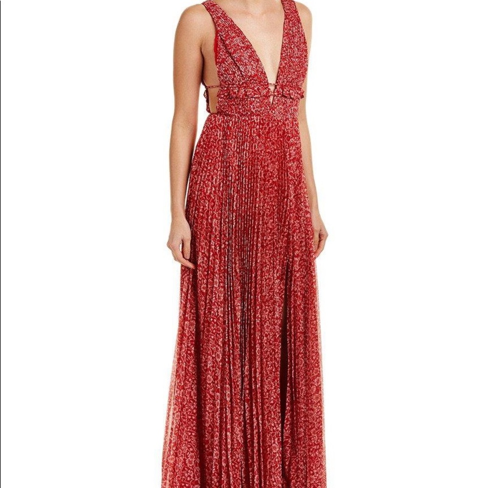 AMUR Taylor red floral chiffon dress